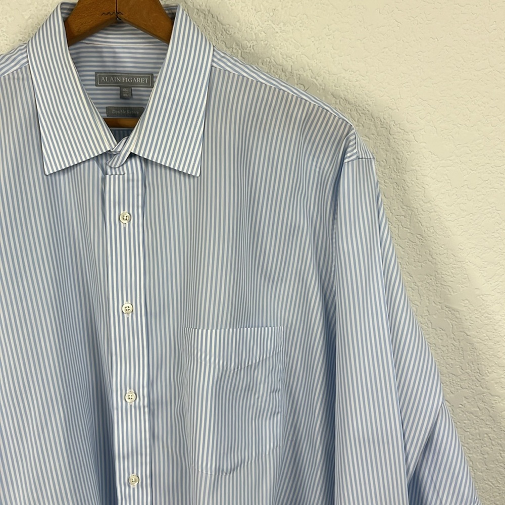 Alain Figaret Striped Pocket Button Down Shirt Double Retors Size 18L